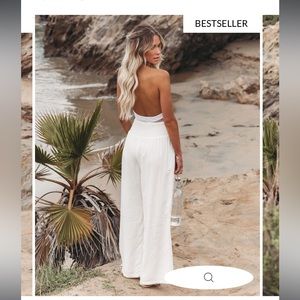 Vici OLSEN SMOCKED POCKETED WIDE LEG PANTS - WHITE